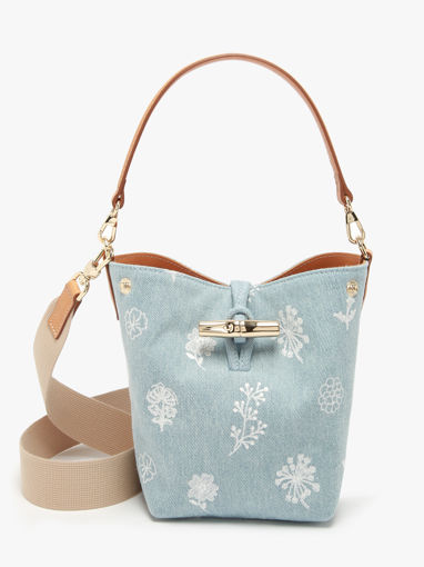 Longchamp Le roseau denim Sac port travers Bleu