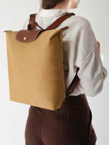 Longchamp Le pliage original Rugzak Bruin-vue-porte