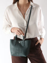 Longchamp Essential cuir Sac port main Bleu-vue-porte