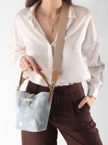 Longchamp Le roseau denim Sac port travers Bleu-vue-porte