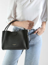 Sac  Main Ida Double Cuir Lancaster Noir ida double 84-vue-porte