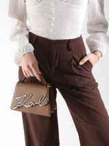 Cross Body Tas K Signature Leder Karl lagerfeld Bruin k signature A1W30038-vue-porte