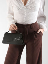 Sac Bandouli�re K Signature Cuir Karl lagerfeld Noir k signature A1W30458-vue-porte