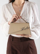 Cross Body Tas K Signature Leder Karl lagerfeld Beige k signature A1W30458-vue-porte