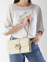 Sac Bandoulire Love Bag Icon Cuir Pinko Beige love bag icon A0F1-vue-porte