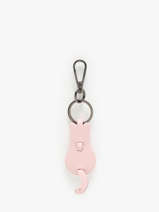 Porte-clefs Chat Cuir Milano Rose caviar CA24125