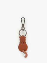 Porte-clefs Chat Cuir Milano Marron caviar CA24125