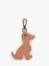Porte-clefs Chien Cuir Milano Marron caviar CA24124