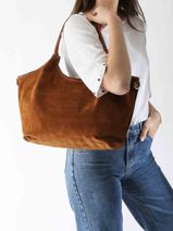 Sac Port paule Velvet Caviar Cuir Milano Orange velvet caviar VC241110-vue-porte
