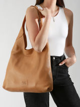 Sac Port paule Cow Cuir Basilic pepper Marron cow BCOW2L-vue-porte