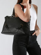 Sac Port paule Strappy Cuir Basilic pepper Noir strappy BSTR03-vue-porte