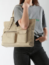 Sac  Main Cargo Cuir Basilic pepper Beige cargo BCAR07-vue-porte
