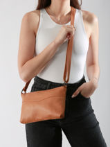 Sac Bandoulire Cow Cuir Basilic pepper Marron cow BCOW68-vue-porte