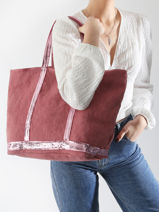 Le Cabas L Lin Et Paillettes Vanessa bruno Rose cabas lin 31V40315-vue-porte