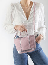 Sac Bandoulire Baby Cabas Lin Paillettes Vanessa bruno Rose cabas lin 31V40410-vue-porte