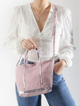 Petit Cabas Zipp Lin Et Paillettes Vanessa bruno Rose cabas lin 31V40435-vue-porte