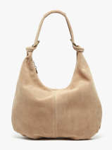 Sac Port� �paule Velvet Cuir Milano Beige velvet VE24111