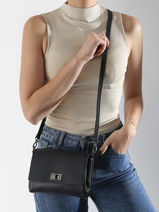 Sac Bandoulire Caviar Cuir Milano Bleu caviar CA24061-vue-porte
