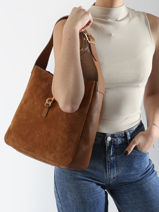 Sac Port paule Velvet Caviar Cuir Milano Orange velvet caviar VC24118-vue-porte