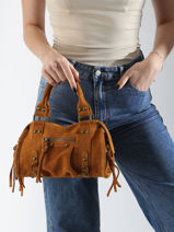 Sac Bandoulire Velvet Cuir Milano Marron velvet VE24093-vue-porte