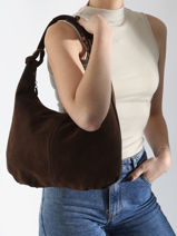 Sac Port paule Velvet Cuir Milano Marron velvet VE24111-vue-porte