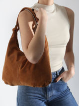 Sac Port paule Velvet Cuir Milano Marron velvet VE24111-vue-porte