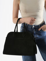 Schoudertas Velvet Leder Milano Zwart velvet VE24118-vue-porte