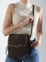 Sac Bandoulire Velvet Cuir Milano Orange velvet VE241115-vue-porte