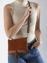 Sac Bandouli�re Velvet Caviar Cuir Milano Marron velvet caviar VC24114-vue-porte