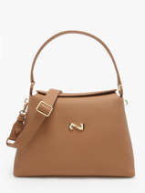 Sac Port� �paule Camelia Cuir Nathan baume Marron eden 5
