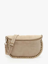 Sac Banane Cuir Milano Beige velvet VE24112