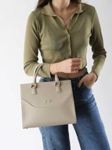 Sac Port� Main Event Cuir Nathan baume Beige event 8-vue-porte