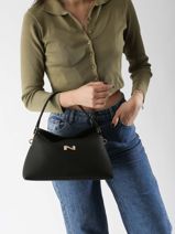 Sac Port paule Freesia Cuir Nathan baume Noir eden 4-vue-porte
