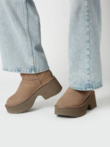 Boots Classic Ultra Mini Semelle Compense En Cuir Ugg Marron women 1158311-vue-porte