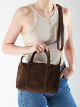 Sac Port� Main Vintage Cuir Nat et nin Noir vintage MTHYLANE-vue-porte