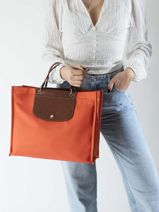 Longchamp Cabas longchamp du march Sac port main Orange-vue-porte