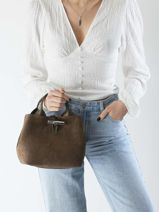 Longchamp Le roseau velvet Handtas Groen-vue-porte