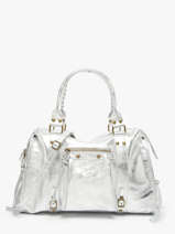 Sac Port paule A4 Nine Cuir Milano Argent nine NI24093