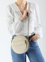Cross Body Tas Dorine Leder Nathan baume Beige nathan 96KW3061-vue-porte