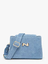 Cross Body Tas Denim Leder Nathan baume Blauw denim 2D