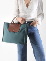 Longchamp Cabas longchamp du march Sac port main Bleu-vue-porte