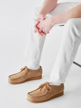 Derby Veterschoenen Wallabee Uit Leder Clarks Beige men 26172821-vue-porte