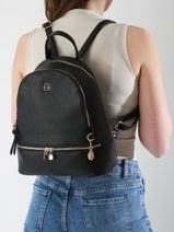 Sac  Dos Lulu castagnette Noir zip WILLO-vue-porte