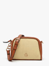 Sac Bandoulire Raphia Papier Lulu castagnette Marron raphia YAUCOURT