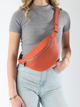 Sac Banane Small Derby Cuir Nathan baume Orange n city 25-vue-porte