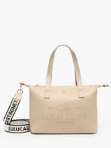 Sac Port� �paule Logo Lulu castagnette Beige logo YVRAC