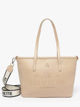 Sac Port paule Logo Lulu castagnette Beige logo YZEURE