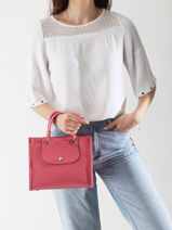 Longchamp Cabas longchamp Sac port main Rose-vue-porte