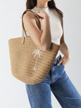 Sac Port paule Luisa Raphia Pieces Beige luisa 17155923-vue-porte