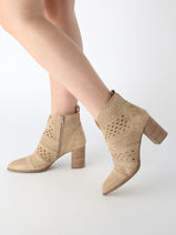 Bottines � Talon City En Cuir Alpe Beige women 53851108-vue-porte